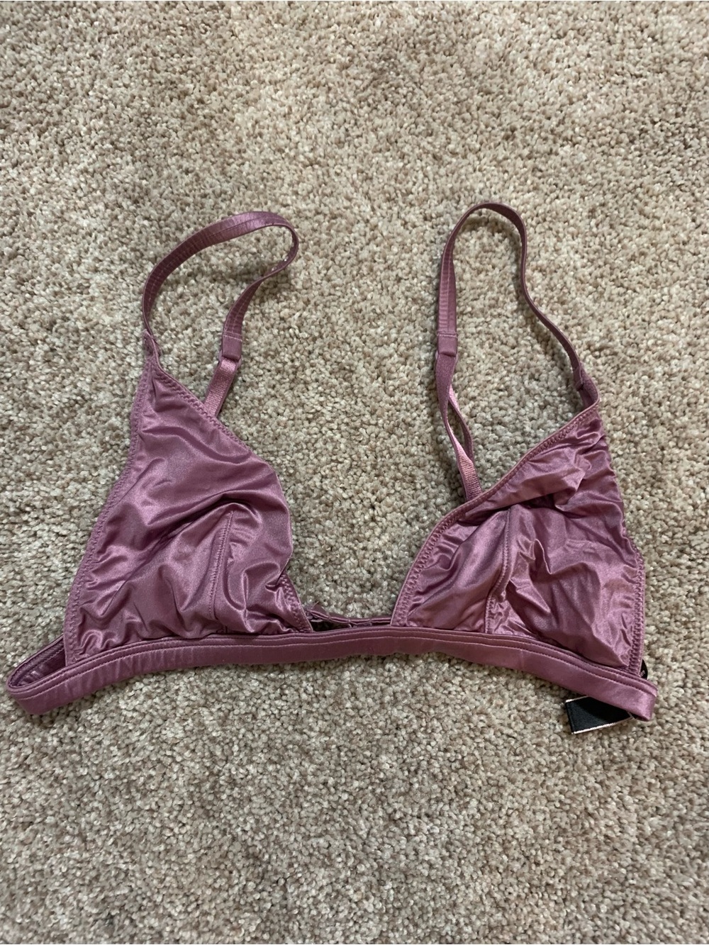 Victoria’s Secret Purple Satin Triangle Rhinestone Stud Luxe Bralette Small